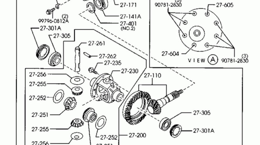 Ansamblu diferential sateliti grup fata Mazda B2500 MAZDA OE MA12-27-200A