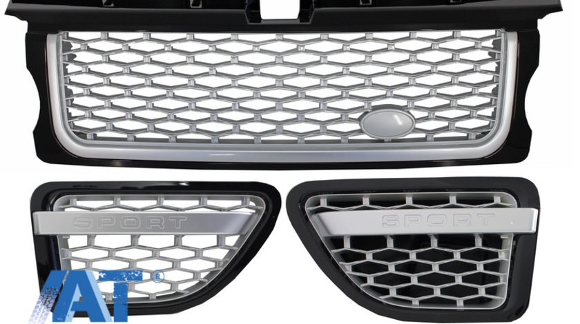 Ansamblu Grila Centrala si Grile Laterale compatibil cu Land Range Rover Sport L320 (2005-2008) Autobiography Look Negru Argintiu