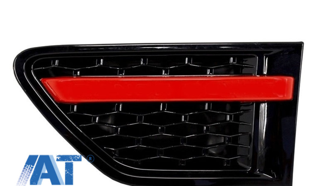 Ansamblu Grila Centrala si Grile Laterale compatibil cu Land Range Rover Sport L320 Facelift (2010-2013) Autobiography Look Editie Rosu Negru