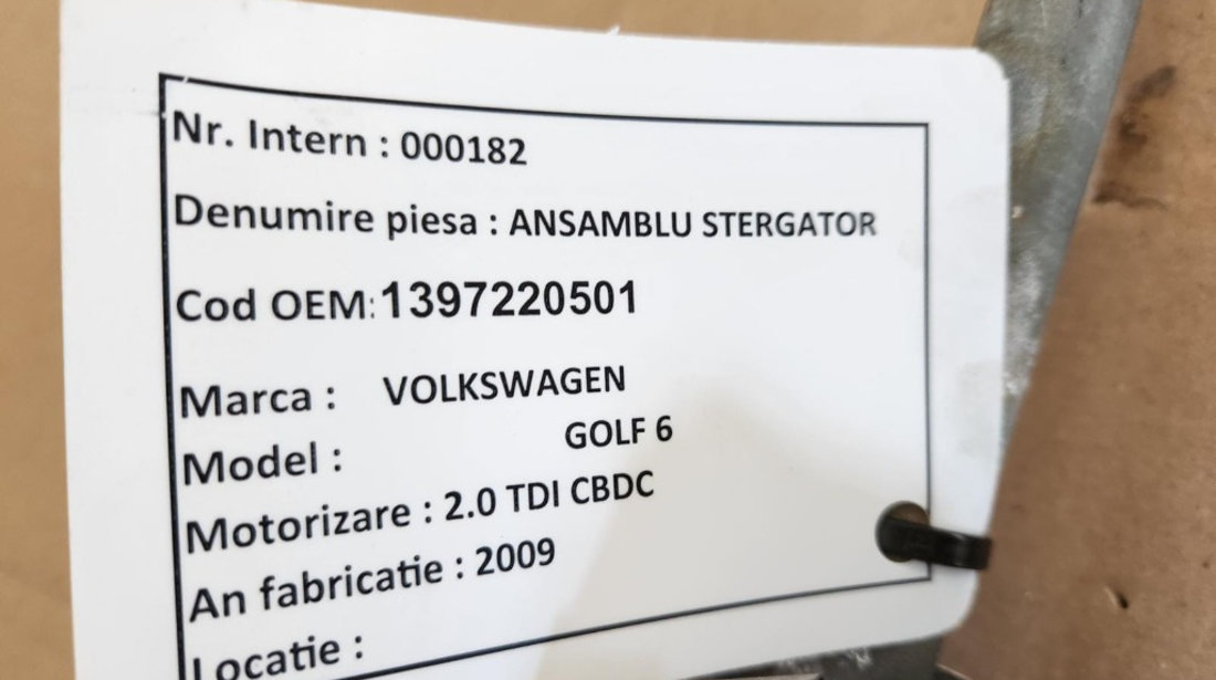 Ansamblu Stergator Volkswagen Golf 6 ( VI ) Cod Piesa : 1K955023G 1K1955119E