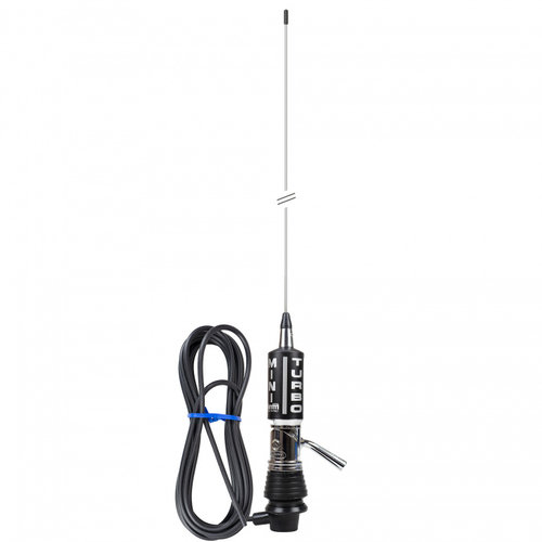 Antena CB LEMM MiniTurbo AT-1002, lungime 110 cm, castig 2dB, 26.5-27.5Mhz, 200W, cablu RG58 4m, fab...