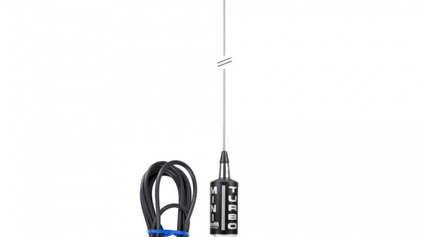 Antena CB LEMM MiniTurbo AT-1002, lungime 110 cm, castig 2dB, 26.5-27.5Mhz, 200W, cablu RG58 4m, fabricata in Italia PNI-AT-1002