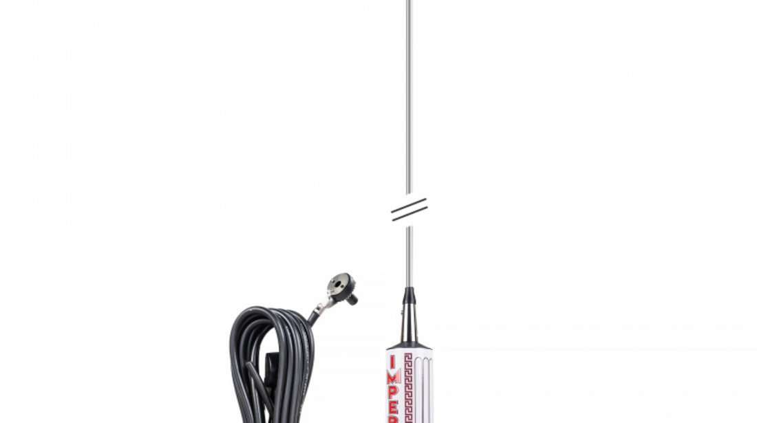 Antena CB LEMM TURBO IMPERO, alb, lungime 200 cm, castig 7dB, 26.5-28Mhz, 2500W, cablu RG58 4m, fabricata in Italia PNI-AT-661