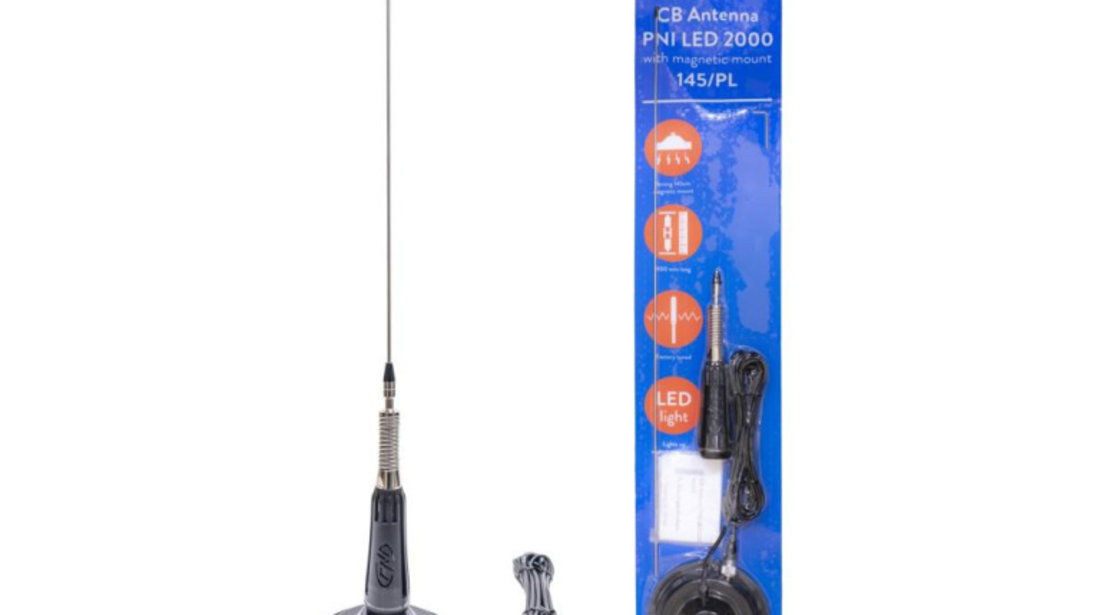 Antena cb pni led 2000, lungime 90 cm, iluminare in timpul emisiei, cu magnet inclus UNIVERSAL Universal #6 PNI-LED20-BM