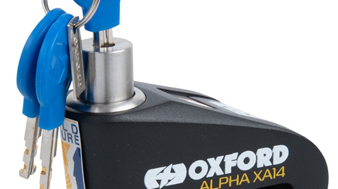 Antifurt Blocator Disc Frana Cu Alarma Moto Oxford Alpha XA14 Alarm Disc Lock Otel Negru LK218