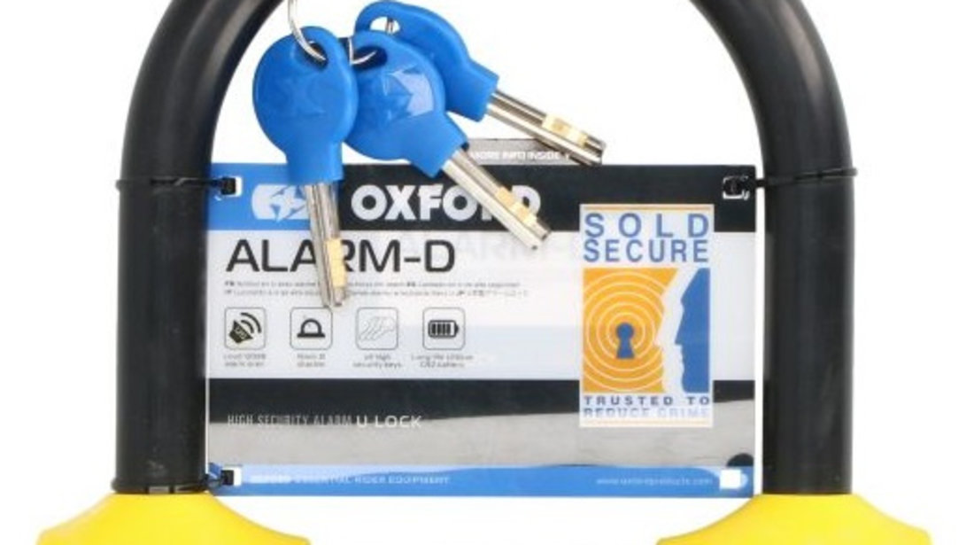 Antifurt Blocator Disc Frana Cu Alarma Moto Oxford Alarm-D 200mmL x 196mmW x 16mm Otel Negru / Galben LK220