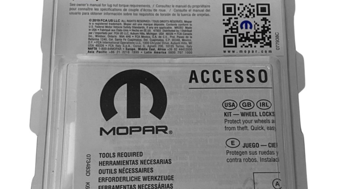 Antifurt Roti Oe Chrysler 200 2016→ Mopar M12X1.25 82212978AB