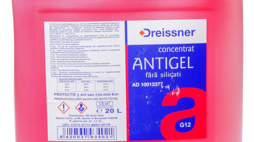 Antigel Concentrat Dreissner Rosu G12 20L AD 10012377