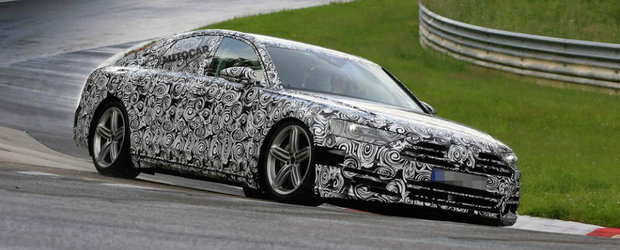 Ar face orice numai ca sa bata S-ul. Noul Audi A8, surprins in teste la Nurburgring