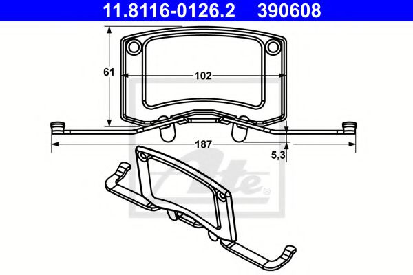 Arc, etrier frana VW TRANSPORTER V platou / sasiu (7JD, 7JE, 7JL, 7JY, 7JZ, 7FD) (2003 - 2016) ATE 11.8116-0126.2 piesa NOUA