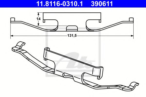 Arc, etrier frana VW TRANSPORTER V platou / sasiu (7JD, 7JE, 7JL, 7JY, 7JZ, 7FD) (2003 - 2016) ATE 11.8116-0310.1 piesa NOUA