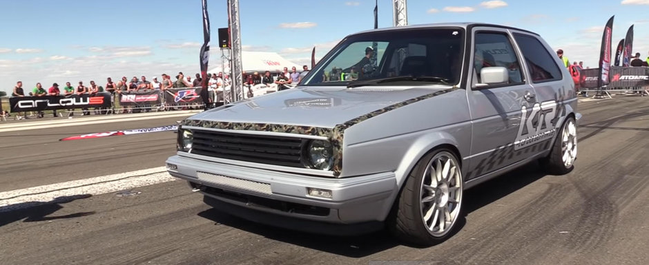 Are 850 de cai putere si un motor VR5 turbo sub capota. Viteza impresionanta atinsa de acest Golf Mk2