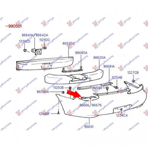 Armatura Bara Spate - Hyundai Coupe 19997 1998 , 86631-27000