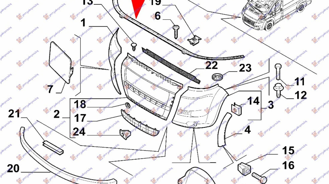 Armatura superioara bara fata Citroen Jumper 2006-2014 NOUA 1347922080