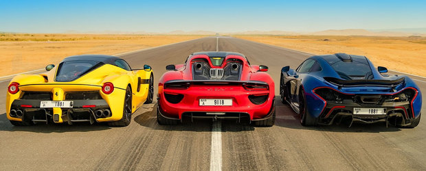 ASTA e cursa pe care am asteptat-o cu totii un deceniu. LINIUTA cu McLaren P1, Ferrari LaFerrari si Porsche 918 Spyder