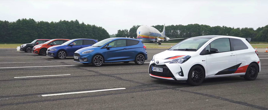 Au aliniat la start cele mai ieftine hot-hatch-uri noi. Liniuta cu Fiesta ST, Polo GTI, Yaris GRMN si alte doua masini