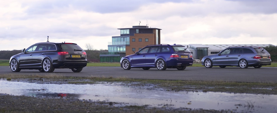 Au fost candva cele mai rapide break-uri de pe strazi. Liniuta cu Audi RS6 C6, BMW M5 E61 si Mercedes E55 AMG S211 Au fost candva cele mai rapide break-uri de pe strazi. Liniuta cu Audi RS6 C6, BMW M5 E61 si Mercedes E55 AMG S211