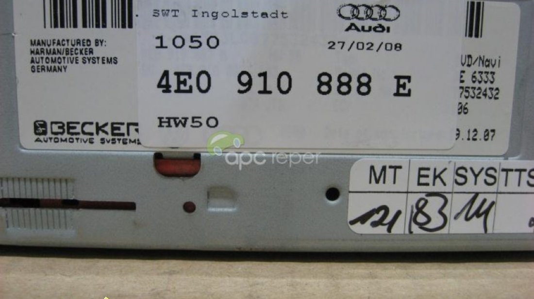 Audi A4 b8 8K A5 8T MMI 2G unitate dvd Navigatie 4E0 910 888E
