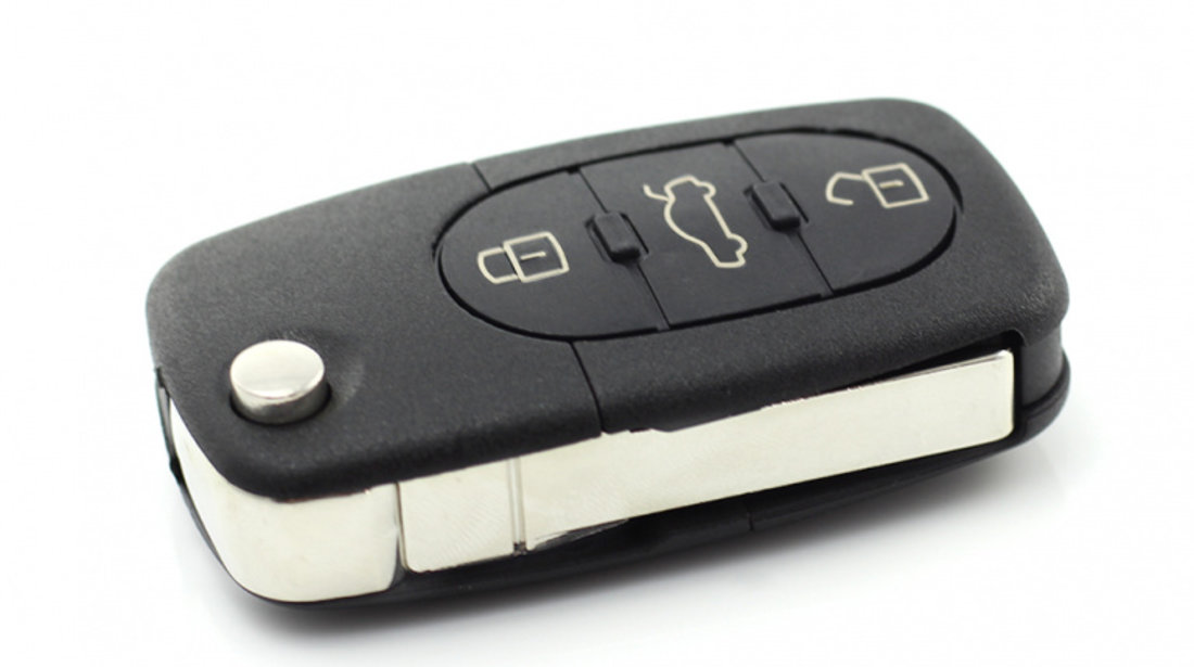 Audi - carcasă cheie tip briceag cu 3+1 butoane (1 buton de panică) și baterie 1616 - CARGUARD CC037