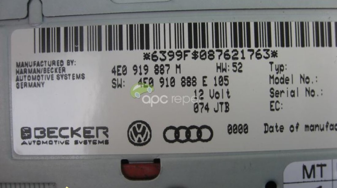 Audi DVD Navigatie Unit Audi A6 A8 Q7 MMI 2G 4E0919887M - 4E0910888E