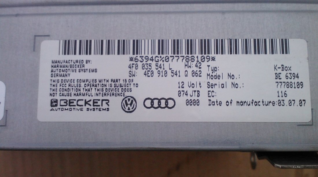 Audi Mmi 2g K Box Cod 4f0035541l Audi A6 4f