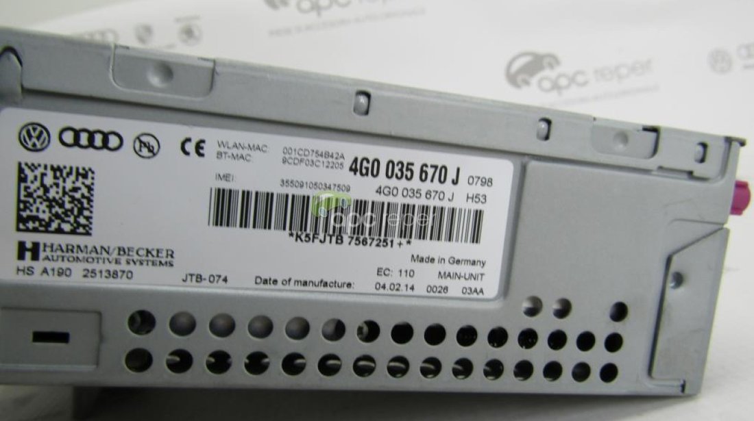 Audi Multimedia Original A6 4G / A7 4G cod 4G0035670J