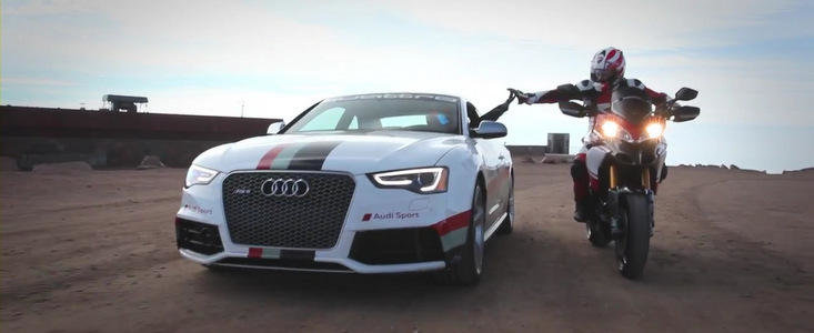 Audi RS5 Coupe si Ducati Multistrada 1200 S, impreuna la Pikes Peak