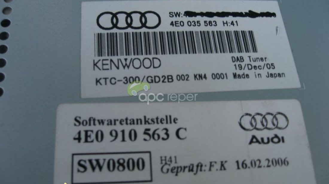 AUDI VW DAB TUNNER KENWOOD 4E0 910 563C