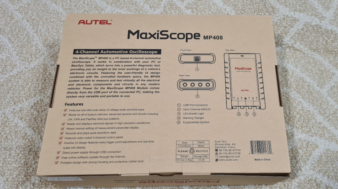 Autel MaxiScope MP408 4 Channel Automotive Oscilloscope for Maxisys Tool