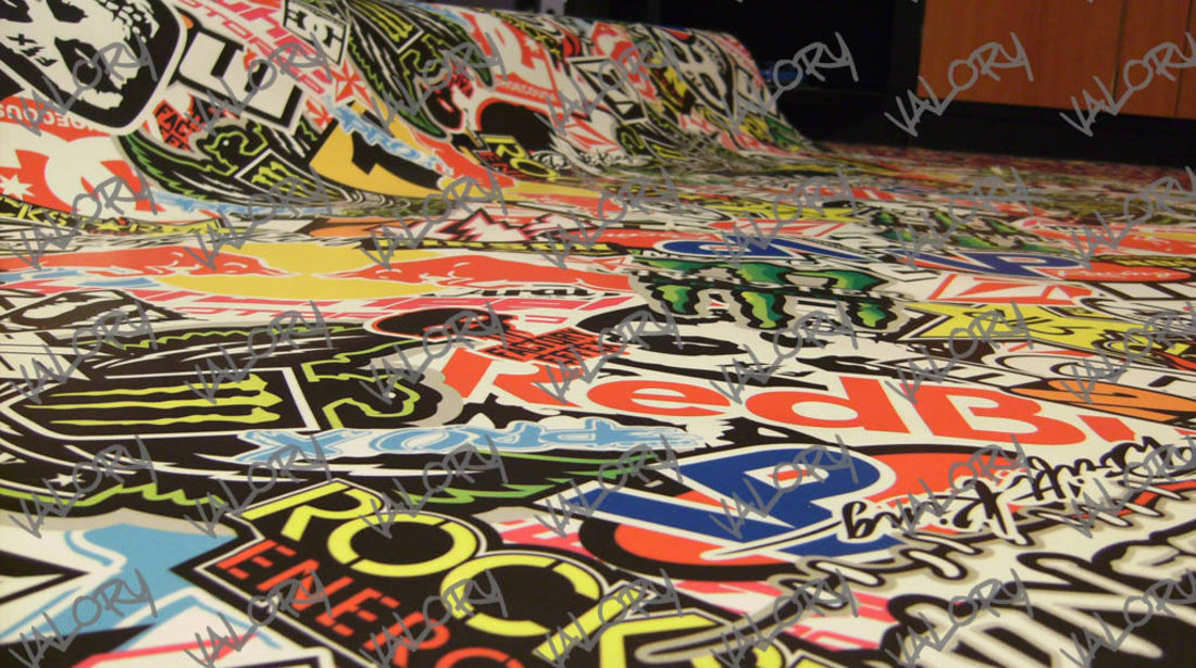 Autocolant folie Stickerbomb 150cm latime IEFTIN sticker bomb model 1