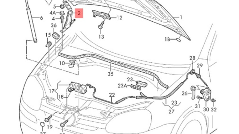 Balama capota motor dreapta Volkswagen Golf 6 (5K) Hatchback 2010 1.4 16V OEM 5K0823302B