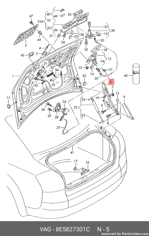 Balama capota portbagaj Audi A4 8E 2002 2003 Avant / Sedan OEM 8E5827301C