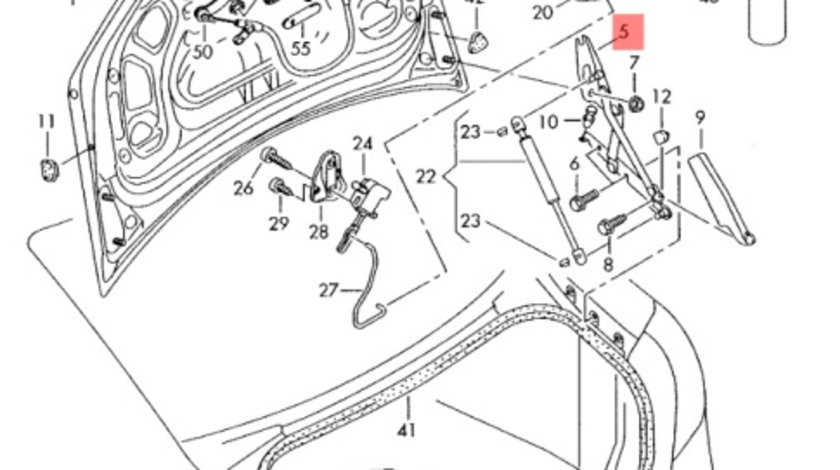 Balama capota portbagaj Audi A4 8E 2006 2007 Sedan OEM 8E5827301C