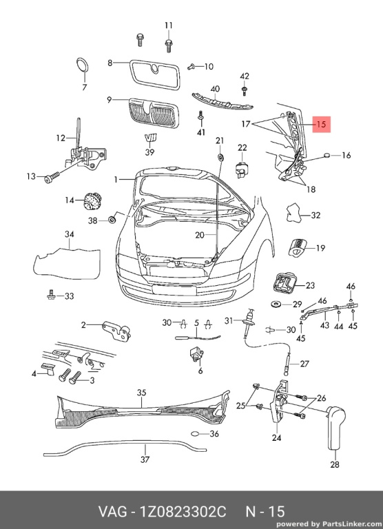 Balama capota Skoda Octavia II 2005 Combi SKODA OCTAVIA [ 1959 - 1971 ] OEM 1Z0823302C