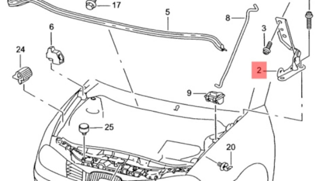 Balama capota stanga fata SEAT IBIZA IV (6L1) [ 2002 - 2009 ] 16V (AUB, BBZ) 74KW|100HP OEM 6L0823301A 6L0 823 301 A