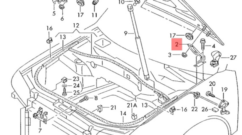 Balama stanga capota motor Audi A6 4B (C5) Avant 2002 2.5 TDI OEM 4B0823301D