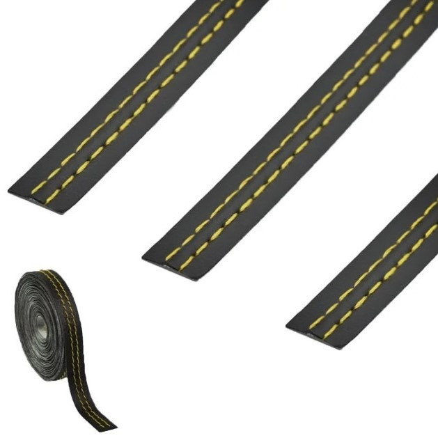 Banda Autoadeziva Imitatie Piele Neagra Cu Cusatura Galbena 2M BAC2 061024-12