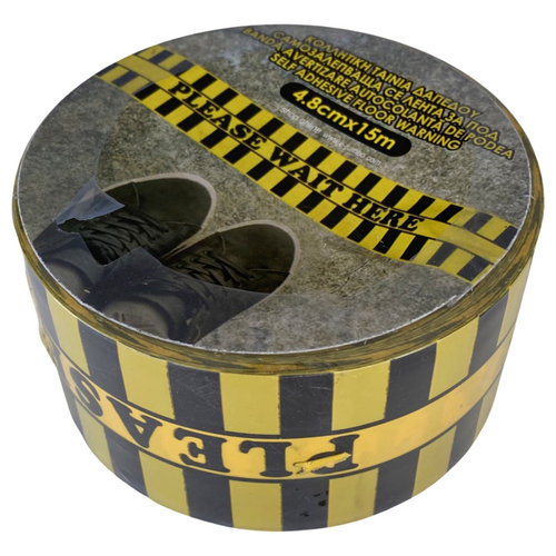 Banda Avertizare Autocolanta Podea Please Wait Here 4.8CM X 15M 20DBD-1