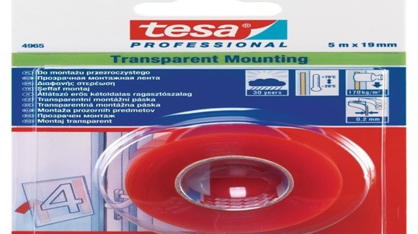 BANDA DUBLU ADEZIVA TRANSPARENTA 50M/12MM TESA 04965-00176-00 <br>