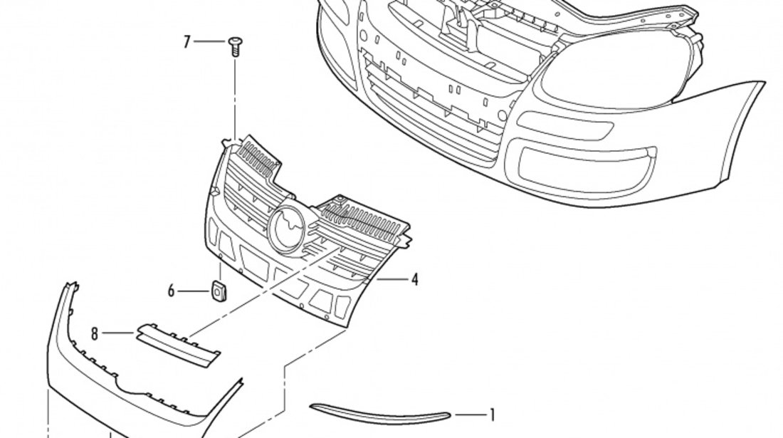 Bandou Grila Bara Fata Stanga Am Volkswagen Golf 5 2007-2009 Combi 1K0853963