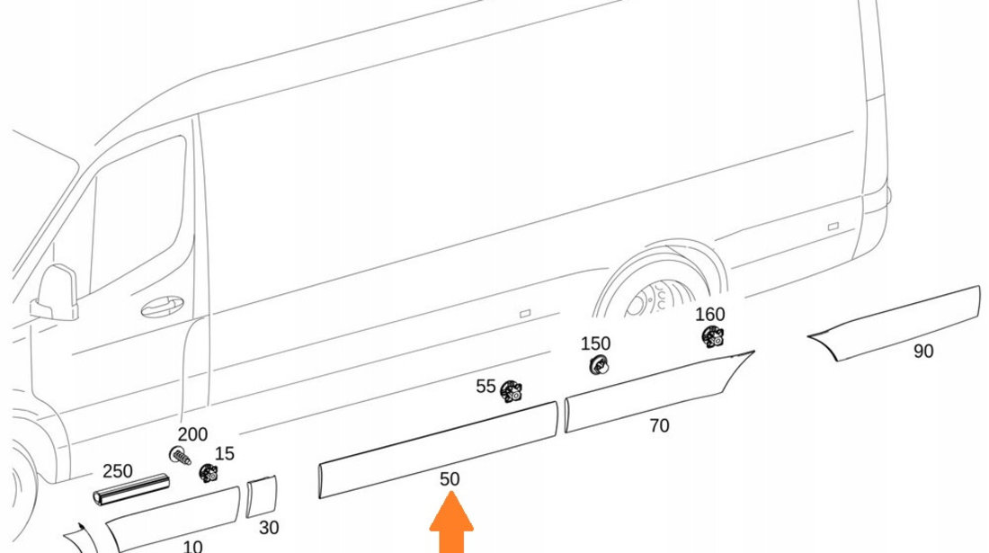 Bandou Lateral Stanga Central Oe Mercedes-Benz Sprinter 3 2018→ A91069053009K83