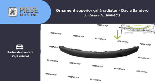 Bandou Ornament superior grila bara fata Dacia Sandero 2008-2012 NOU 8200763571