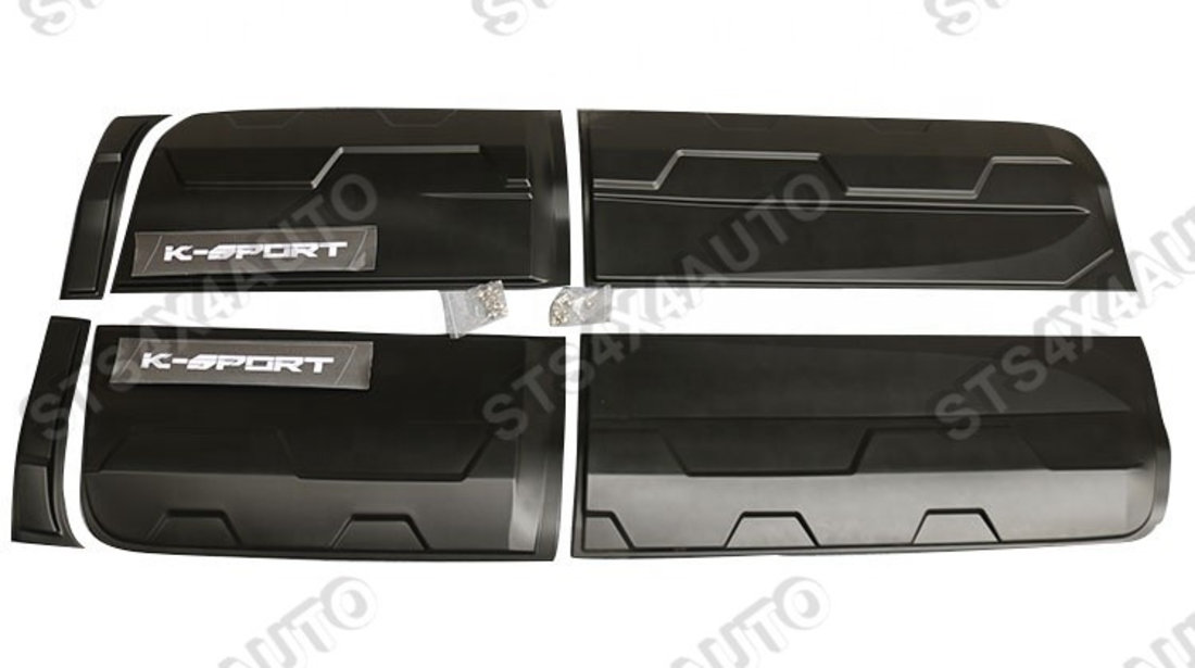 BANDOURI LATERALE NEGRE MATTE FORD RANGER T6/T7/T8 2012-2022 SI RAPTOR 2019-2022 [4-USI][6-BUC][V2]