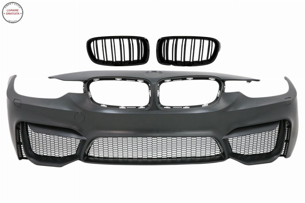 Bara Fata BMW Seria 3 F30 F31 (2011-2019) M3 Design cu Grila Centrala Negru Lucios- livrare gratuita