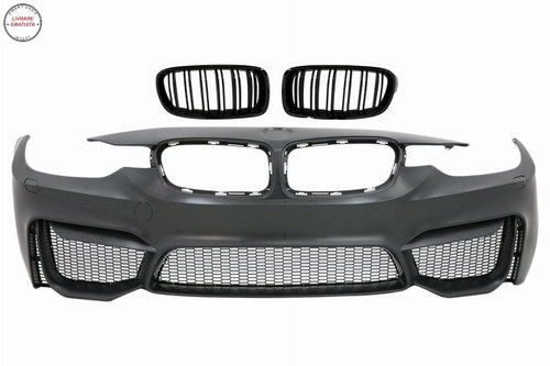 Bara Fata BMW Seria 3 F30 F31 (2011-2019) M3 Design cu Grila Centrala Negru Lucios- livrare gratuita