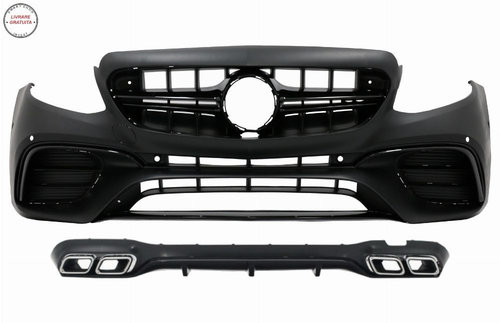 Bara Fata cu Difuzor Bara Spate si Ornamente Tobe Mercedes E-Class W213 (2016-up) - livrare gratuita