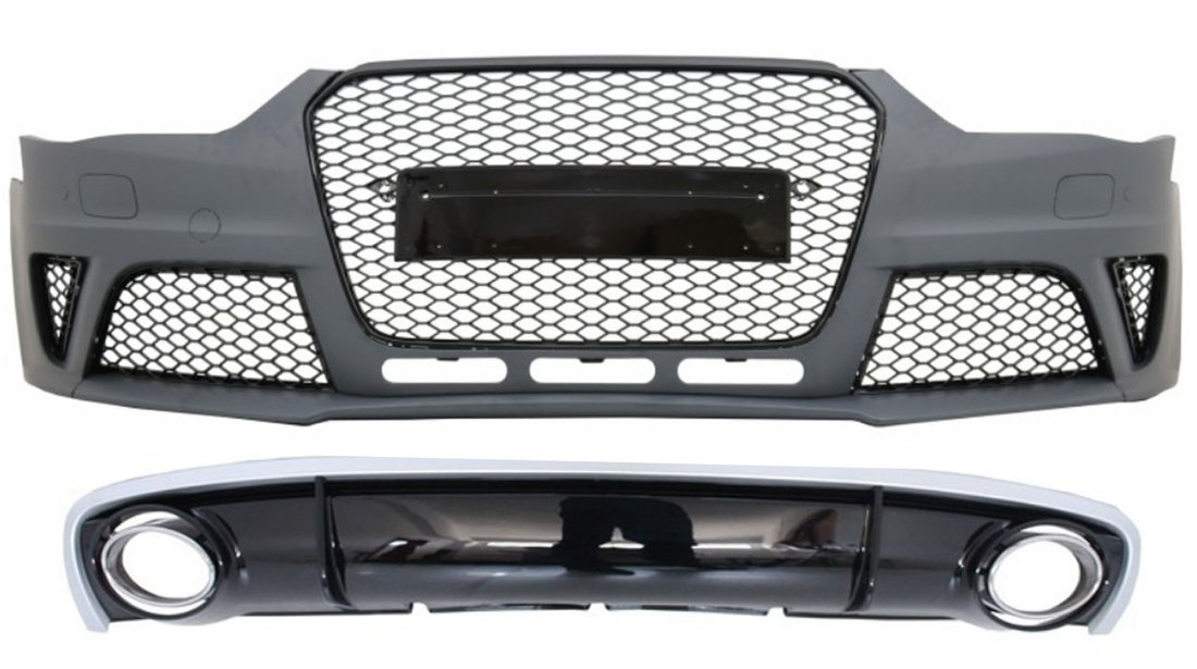 Bara Fata cu Difuzor Bara Spate si Ornamente Evacuare Audi A4 B8.5 (2012-2015) RS4 Design