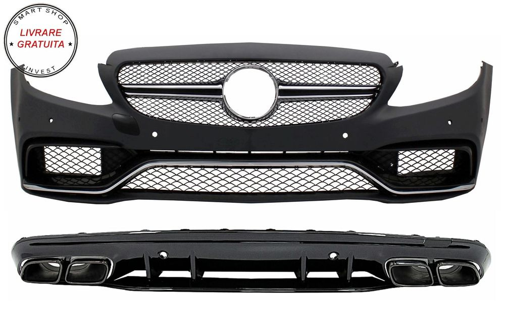 Bara Fata cu Difuzor Mercedes C-Class W205 S205 (2014-2020) pentru bara AMG Sport - livrare gratuita