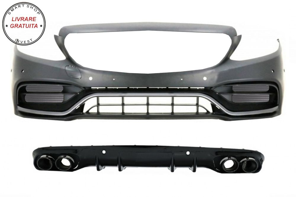 Bara Fata cu Difuzor Spate si Ornamente evacuare Mercedes C-Class A205 Cabrio C205- livrare gratuita