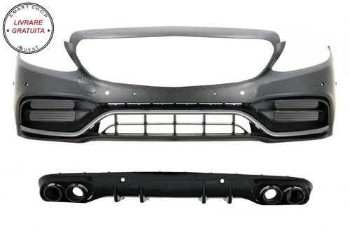 Bara Fata cu Difuzor Spate si Ornamente evacuare Mercedes C-Class A205 Cabrio C205- livrare gratuita